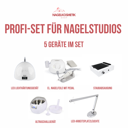 Geräte für Nagelstudios, elektrische Nagelfeile, Lichthärtungsgerät, Tisch-Arbeitsleuchte, Ultraschallreiniger, Staubabsaugung